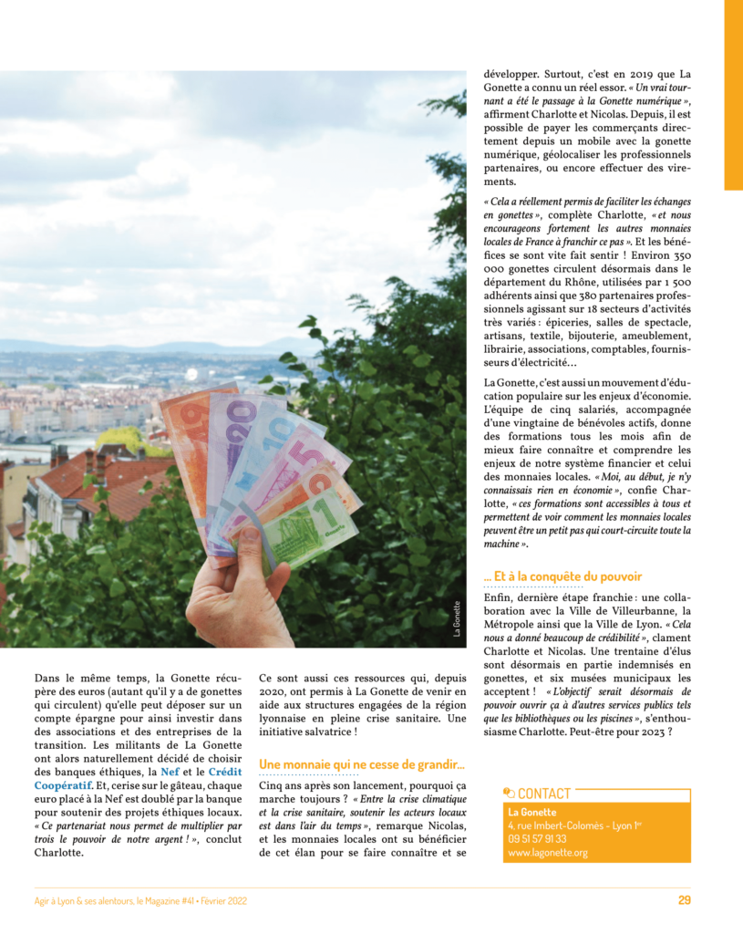 Quand La Gonette devient monnaie courante - Agir à Lyon page 2